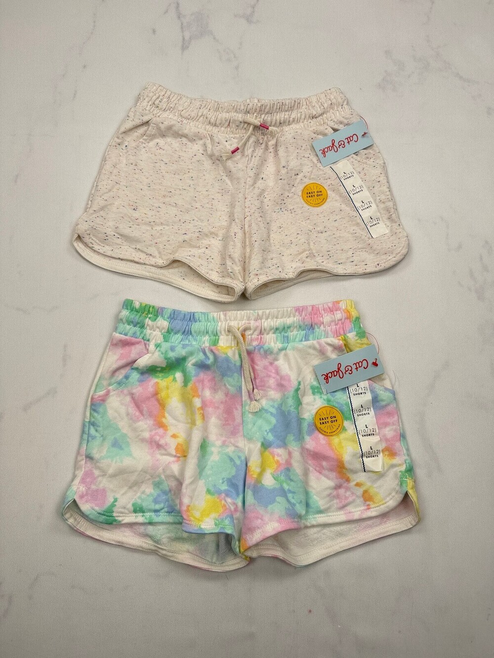 Cat & Jack Printed Shorts Pastel White 2010s Vibe Lot of 2 - Girls L (10/12)